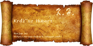 Krósz Hubert névjegykártya